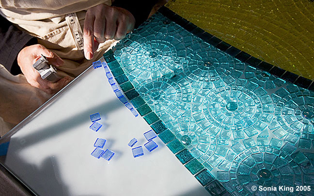 Sonia King Mosaic Artist hands at work