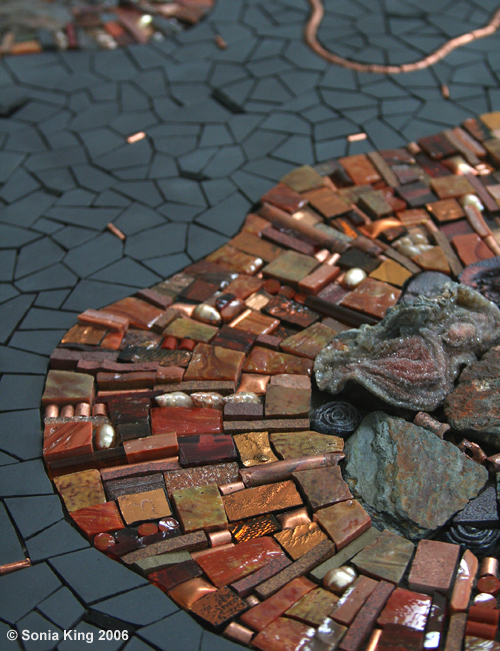 Meltdown (detail) mosaic by Sonia King Mosaic Artist