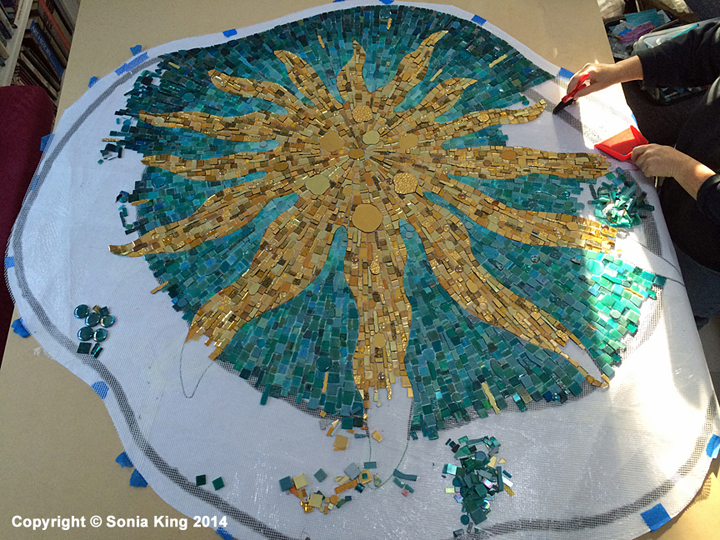 'Solar Flare' mosaic element for 'VisionShift', a new mosaic installation by Sonia King