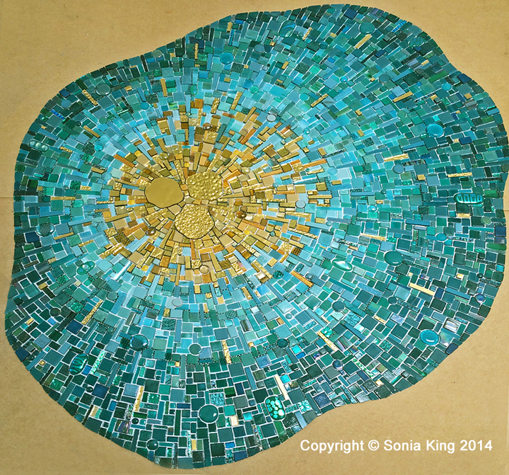 One of the finished 'energy burst' mosaic elements for 'VisionShift', a new mosaic installation by Sonia King