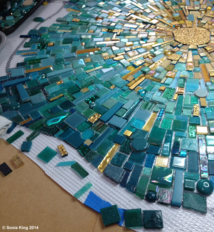 Light reflectivity off 'VisionShift', a new mosaic installation by Sonia King