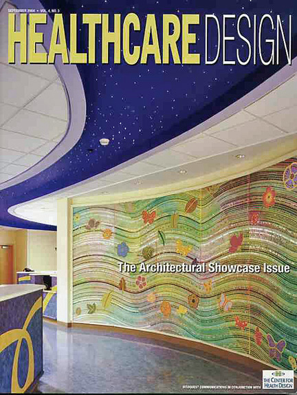 Healthcare Design Magazine cover featuring mosaic by Sonia King Mosaic Artist