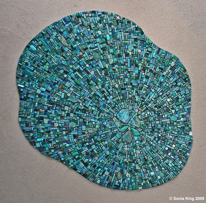 Nebula Aqua mosaic installation by Sonia King Mosaic Artist