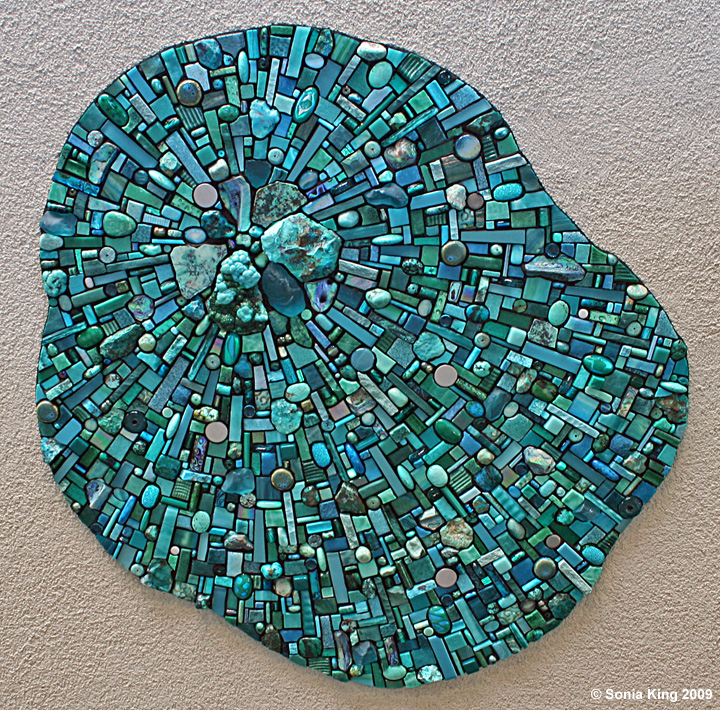 Nebula Aqua mosaic installation by Sonia King Mosaic Artist