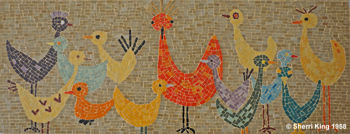 Chickens mosaic by Sherri King Mosaic Artist